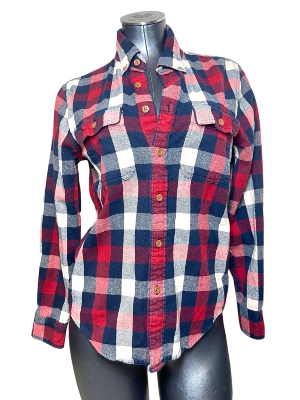 Abercrombie & Fitch Plaid Flannel Shirt Women’s XS Red Blue Button Front Casual